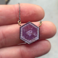 Raspberry Sheen Sapphire Hexagon Necklace
